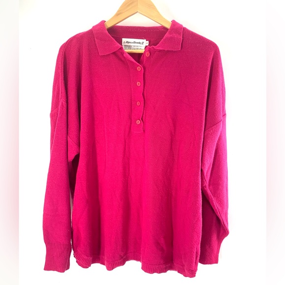 Alyssa Brooke Vintage Pink/Collared/Button/Textured Long Sleeve Sweater 42/24 - Picture 1 of 4